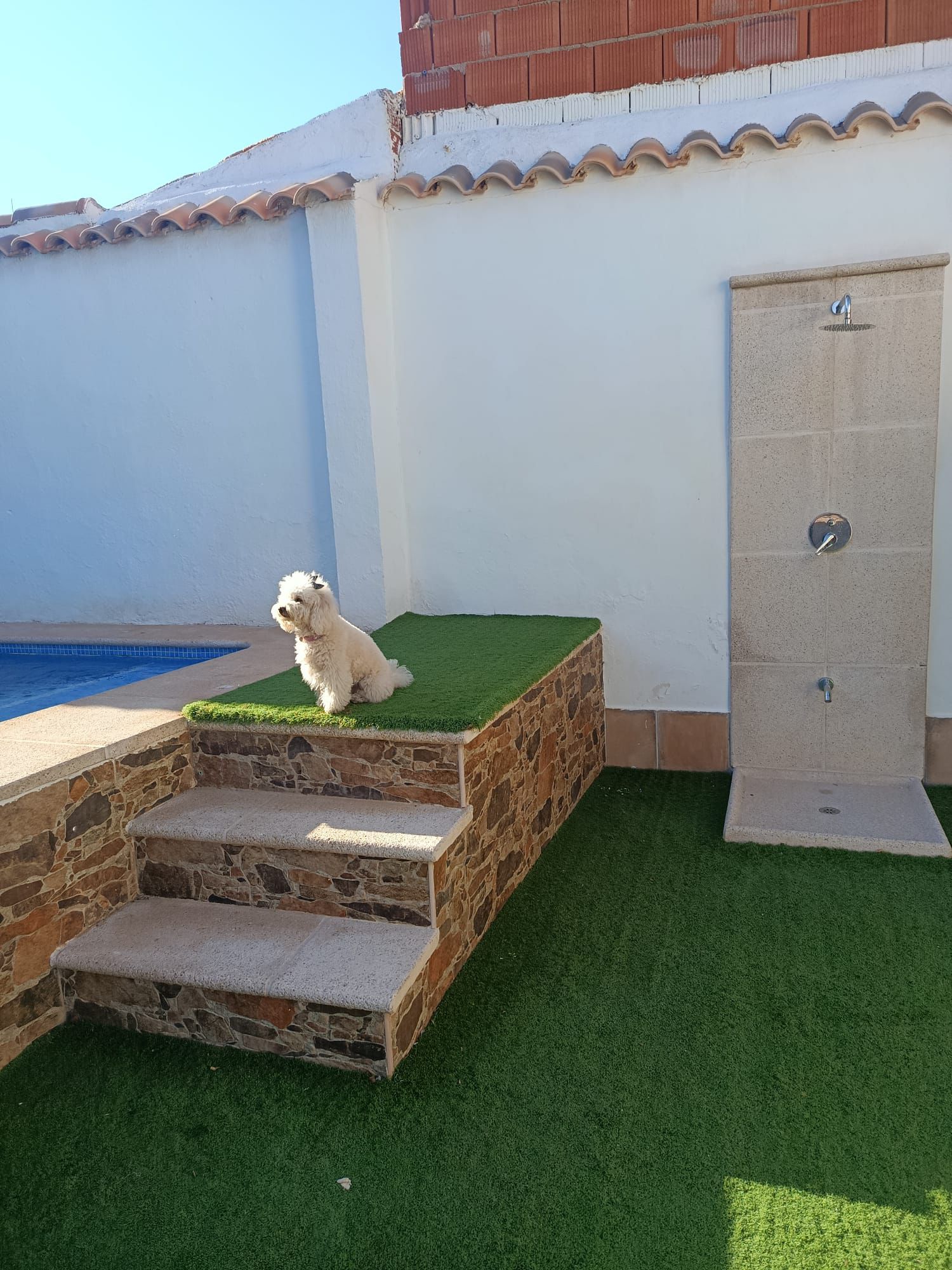 Ducha exterior junto al jardín
